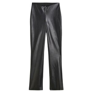 H&M Faux‎ Leather Black Flare Slim Leg High Waist Pants Split Hem Slit Sexy 8